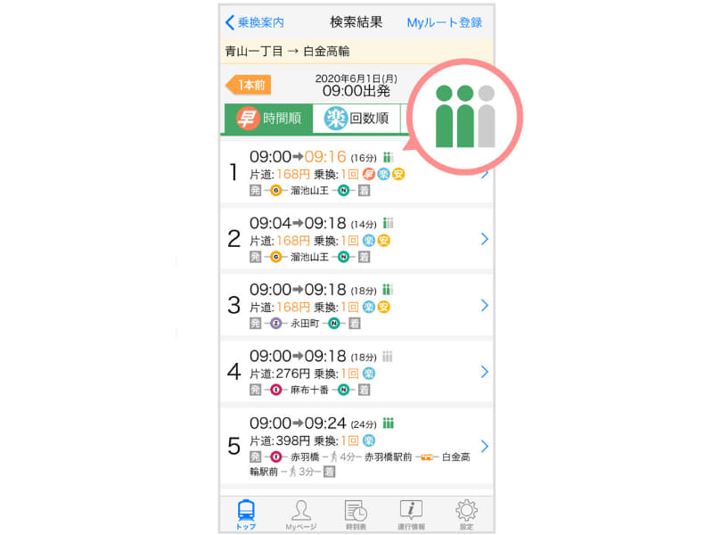 ルート検索結果