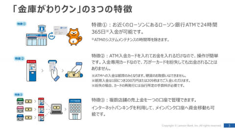 ローソン銀行、飲食店向けATM入金サービス「金庫がわりくん
