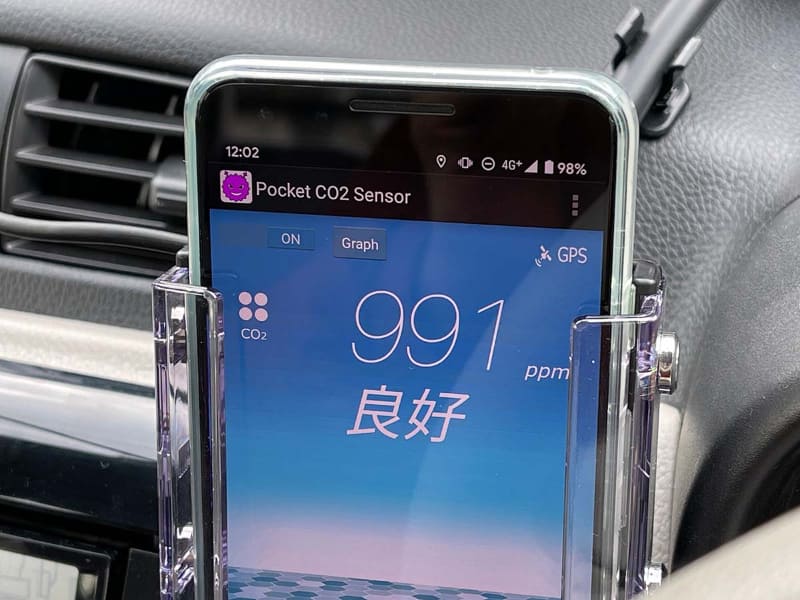 スマホから電力を供給できるので、車の中に持ち込んでの測定のお手の物