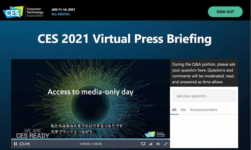 日本語字幕に大きな不安を感じさせたCES 2021プレスブリーフィング