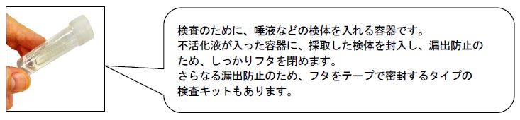 検体採取用の容器に不活化液が入っているものが一般的