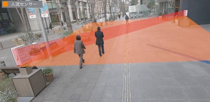 仲通り側歩道上に設置されたセンサー