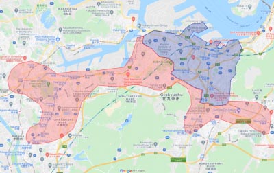 北九州市エリアおよび福岡市エリア