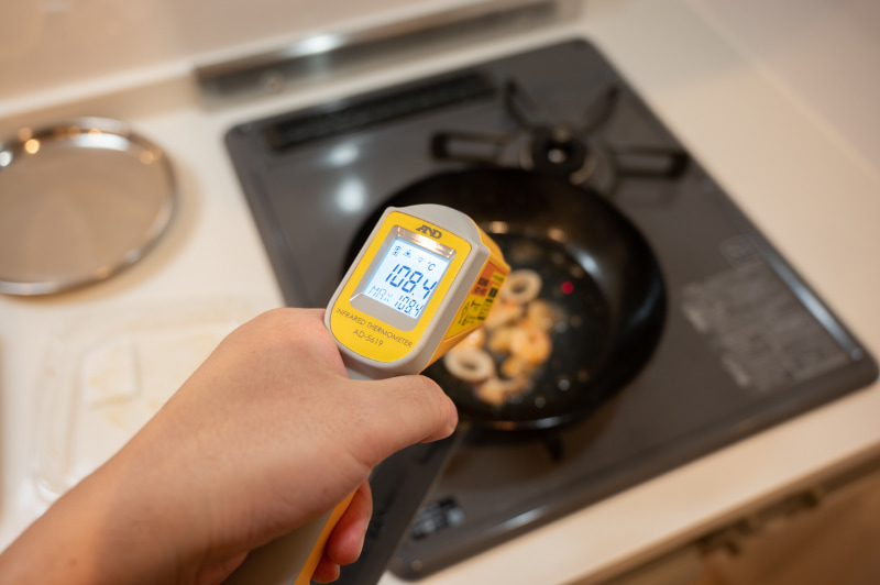 具材を炒め中、外周の温度。はたしてこれは最適な温度なのでしょうか