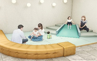 滑り台もあるラウンジ内キッズスペース