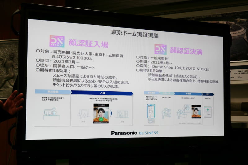 東京ドームでの顔認証入場と顔認証決済でパナソニックの顔認証技術が利用されている