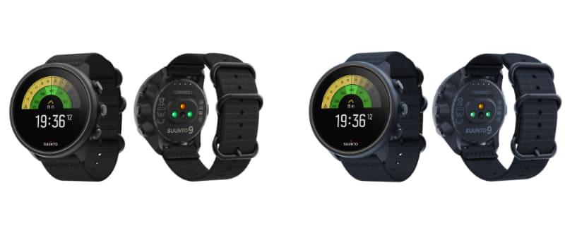 「SUUNTO 9 BARO CHARCOAL BLACK TITANIUM」(左)と「SUUNTO 9 BARO GRANITE BLUE TITANIUM」