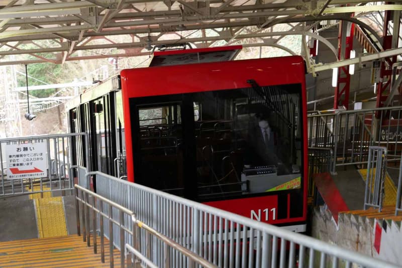 高野山駅から高野山ケーブルカーに乗り、極楽橋駅へ