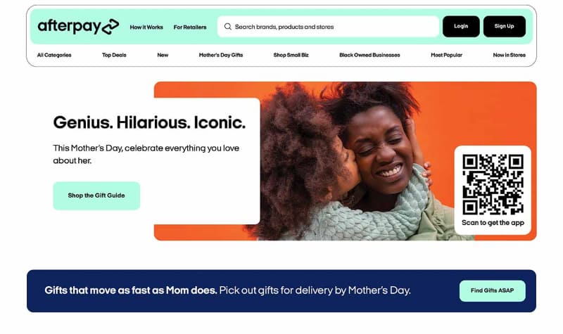 AfterpayのWebサイト