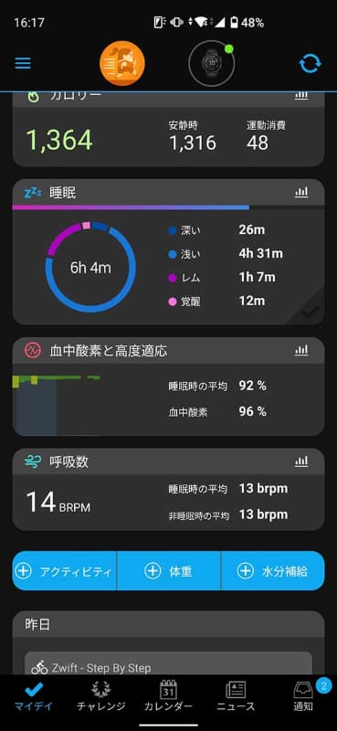スマートフォンアプリのトップ画面での表示