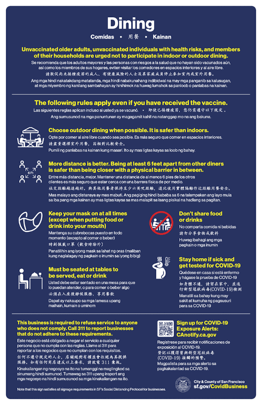 レストランでの食事を希望する利用者への告知ポスター