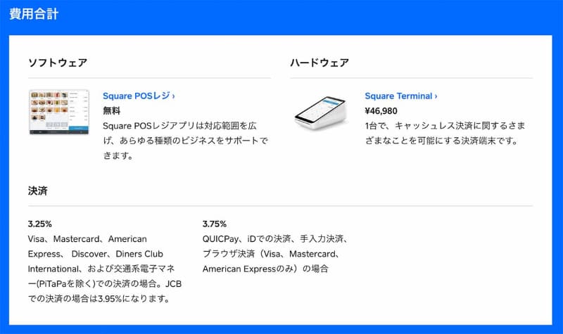 Squareが日本の加盟店に設定している決済手数料