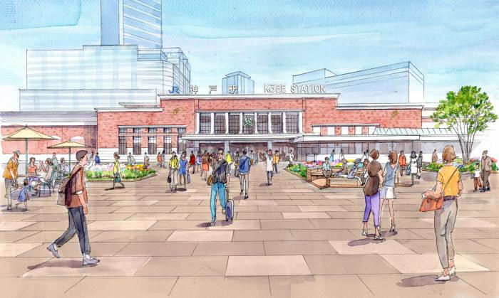 駅舎を活かした風格ある広場景観