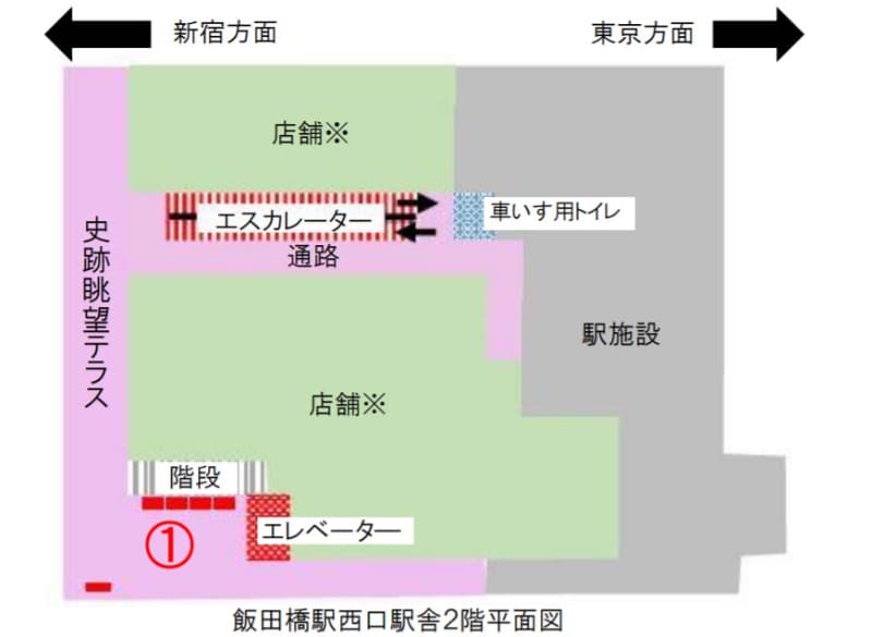 飯田橋駅西口駅舎2階平面図