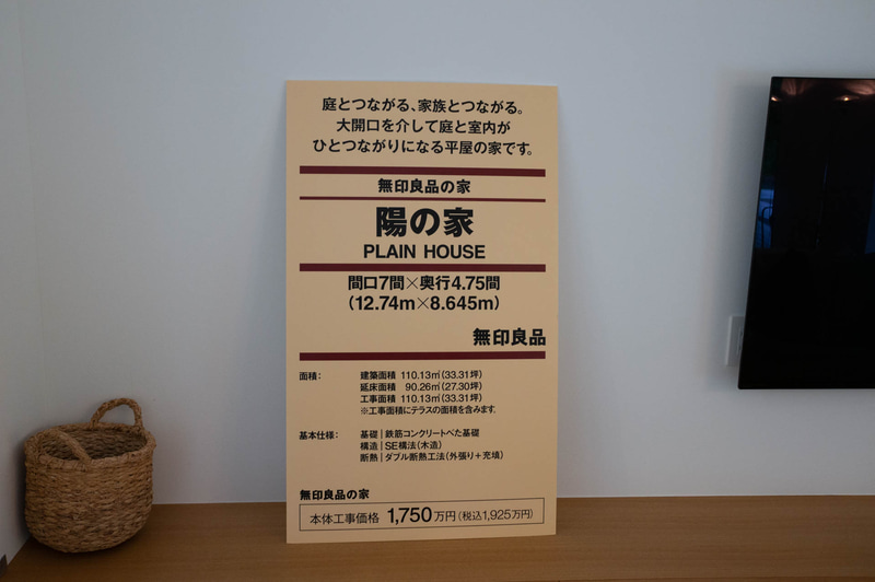 モデルハウスの値札。かなり巨大だが(右は大画面テレビ)、例のデザインでシャレが効いてる