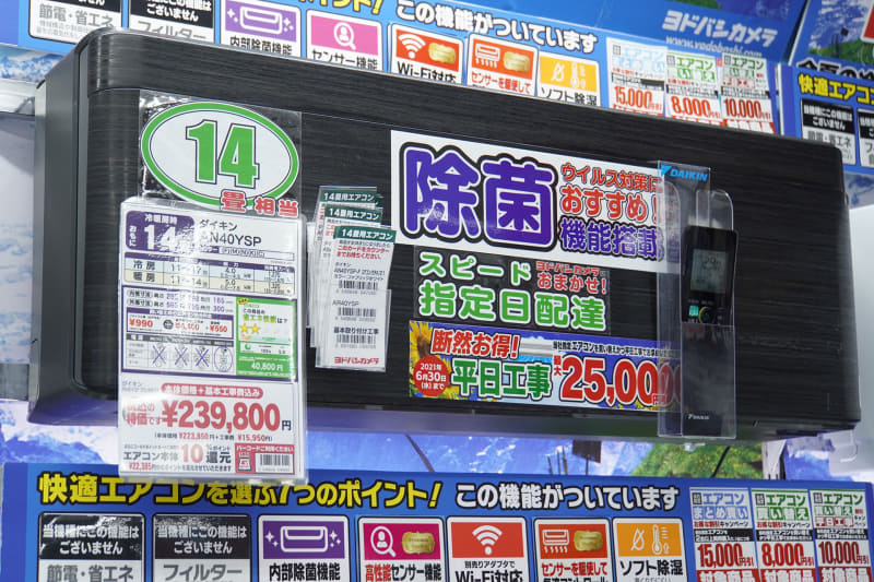 ダイキン risora Sシリーズ AN40YSP(223,850円)。奥行は185mm