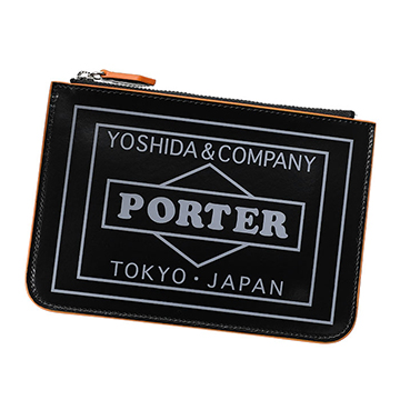 PORTER、黒×橙の革断面が層のように重なるウォレット「BAUM