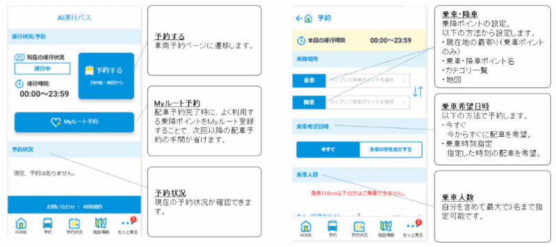 スマートフォンの予約画面