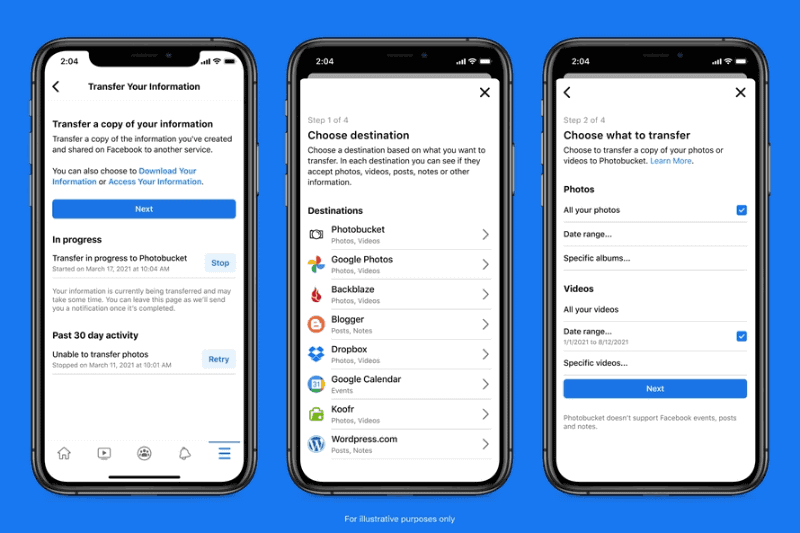 「自分の情報を転送する」ツールで自分のデータを他のサービスに移行できる