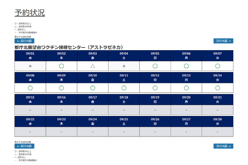 8月24日16時30分時点の予約状況