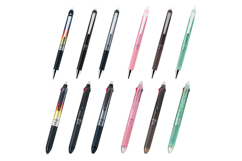 上：フリクションポイントノック04 デザインシリーズ、下：フリクションボール3スリム デザインシリーズ