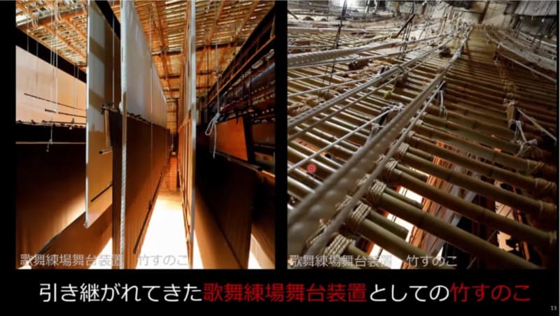 竹すのこを活かしたホワイエ