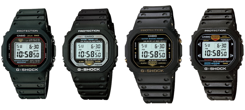 左から「DW-5000C」(1983年)、「WW-5100C」(1983年)、「DW-5200C」(1984年)、「WW-5300C」(1984年)