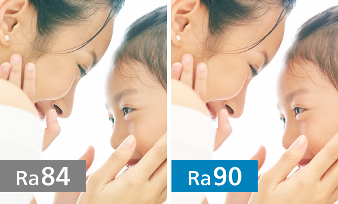 ※全てのパルックLED商品がRa90ではありません。写真はパルックLED電球プレミアX　LDA7LDGSZ6です