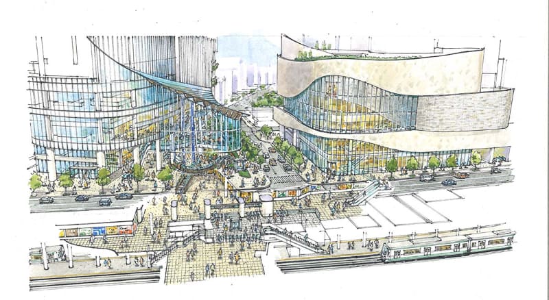 赤坂サカス方面より計画地側を見る