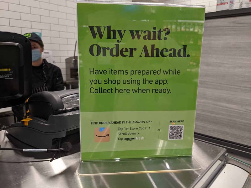 入店に使ったAmazon Shopping経由で事前にデリにオーダーを送り、後でピックアップといったことも可能