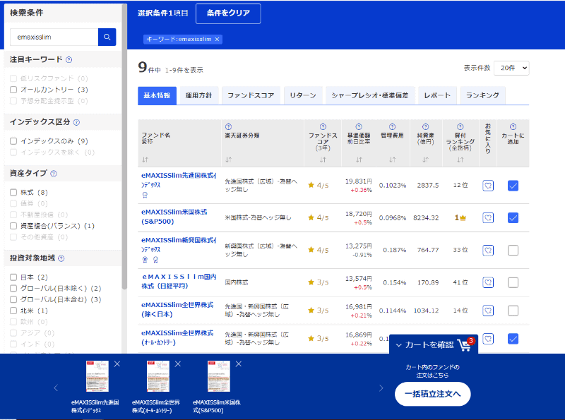 「eMAXIS Slim」で検索