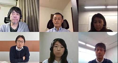 KDDI小頭氏(左下)、NTTドコモ 中島氏(中央上)　ドコモ片桐氏(中央下)、ソフトバンク田中氏(右上)、ソフトバンク 藤田氏(右下)