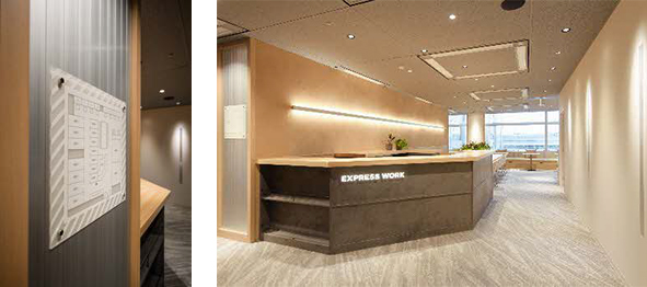 新幹線再生アルミ(左)や富士ヒノキの間伐材(右)などを使用