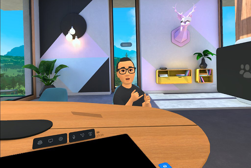 ミーティング時のイメージ。仮想のホワイトボードを使ったプレゼンも可能