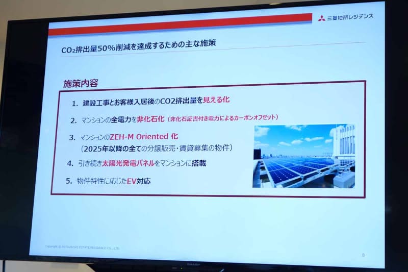 三菱地所レジデンス全体でCO2排出削減目標を掲げていて、新浦安マリンヴィラの取り組みはその一環となる