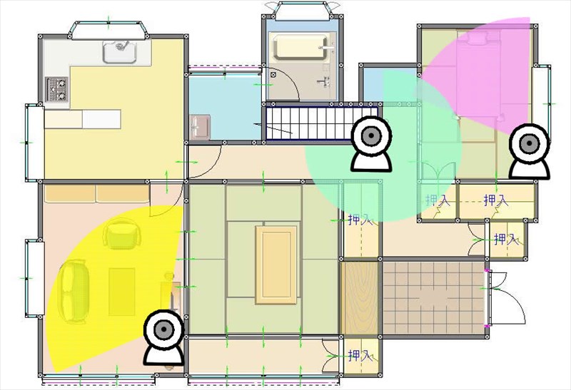 超広角レンズなので部屋の中ならレンズ回転機能がなくてもほぼカバーできる