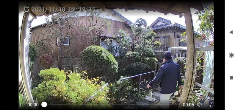 ドアベルが動体検知すると自動で録画開始される