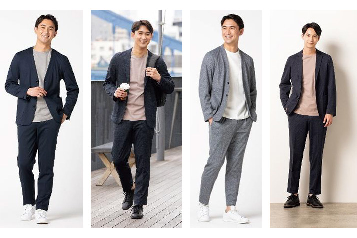 (左から)ツイル調、スラブ調、ハケメ調、総柄プリント