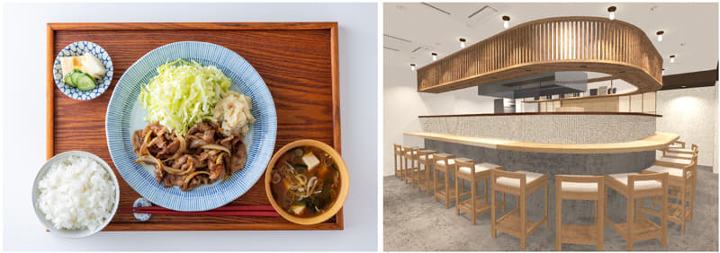 dancyu食堂の豚生姜焼き定食、店舗内観