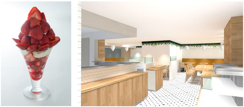 果実園リーベルのストロベリーパフェ、店舗内観