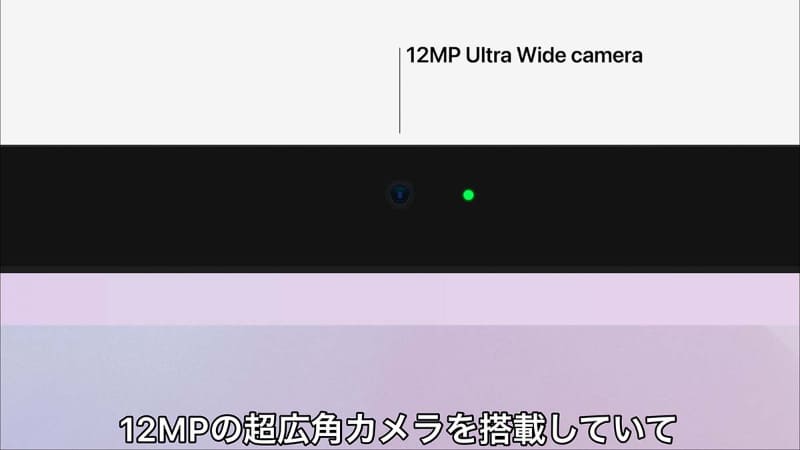 Studio Displayには12メガピクセルのカメラが搭載され、「センターフレーム」が使える