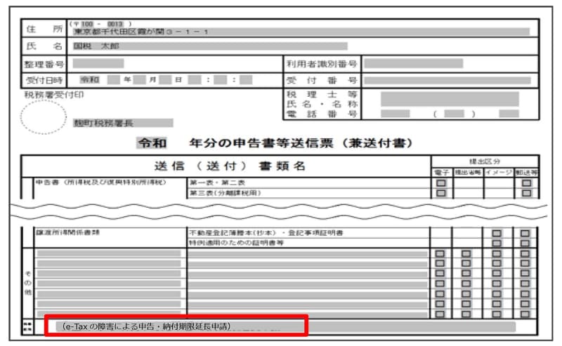 贈与税申告書の入力例