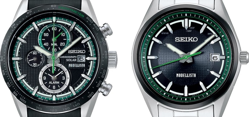 ダイヤルはクラシックな格子模様をベースにグリーンを差し色として施した