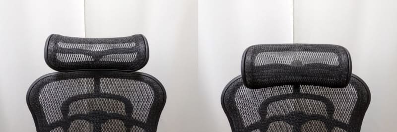 ヘッドレストは高さと角度を調整可能。柔らかいメッシュで優しく頭部を支えてくれます