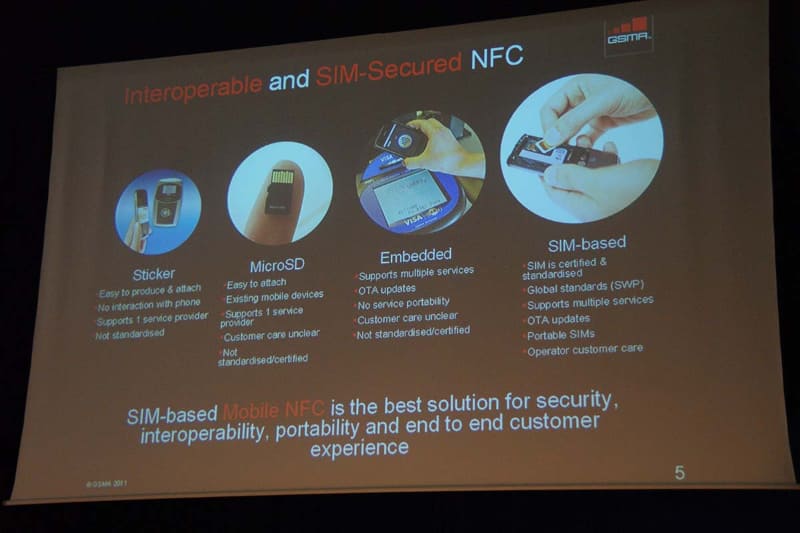 Bouverot氏に限らず、当時GSMAをはじめとする携帯キャリア関係者や周辺ベンダーは「SIM方式以外にはない」というメッセージを強く盛り込んでいた