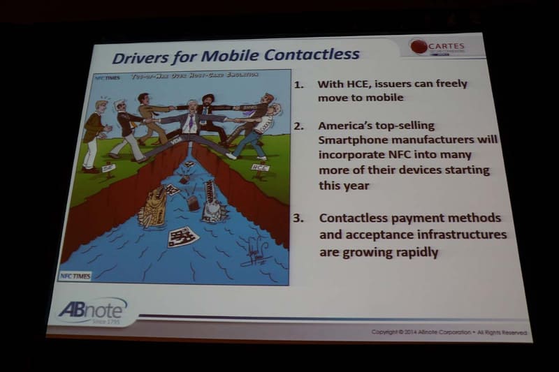 キープレイヤーを巡って勢力争いを繰り広げる陣営を揶揄した風刺画。Caretes America 2014の講演スライドから