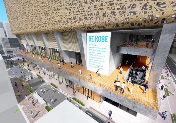 あじさい通り側の屋外歩廊空間