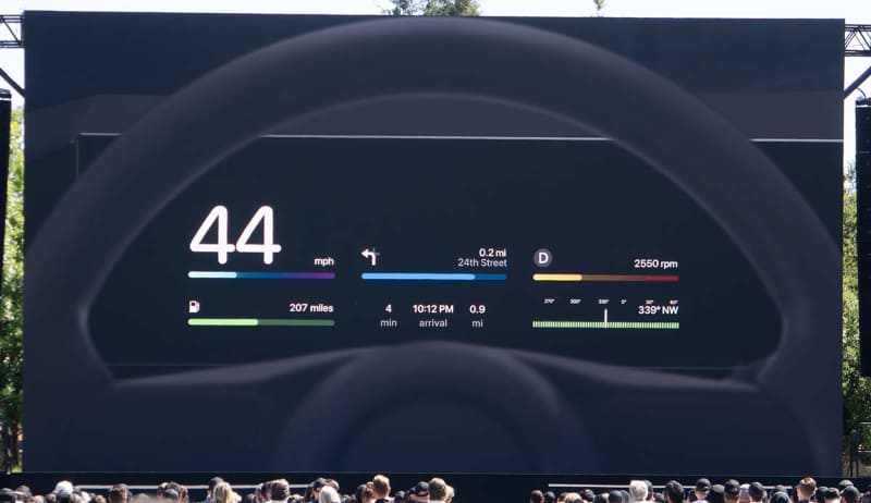 次世代CarPlayでは、これらのように同じ画面を使いつつ、コントロールパネルの構成などは自分好みにカスタマイズできることを狙う