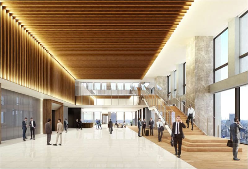 12階に設置する3層吹き抜けのスカイロビー