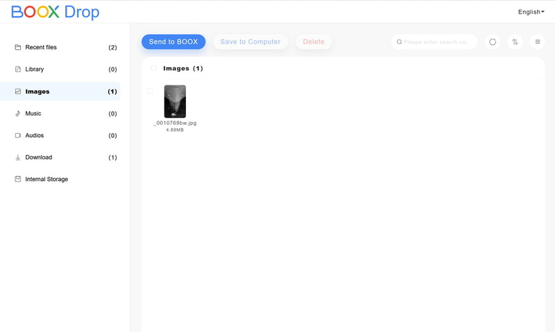 プリインストールされているBooxDropというアプリを起動しておけば、同一LAN内からブラウザ経由で端末のストレージにアクセスできます。ストレージを拡張できるわけではありませんが、かなり手軽にアクセスできます